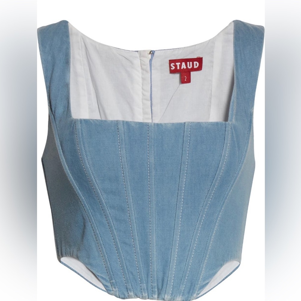 Staud Alice denim crop top